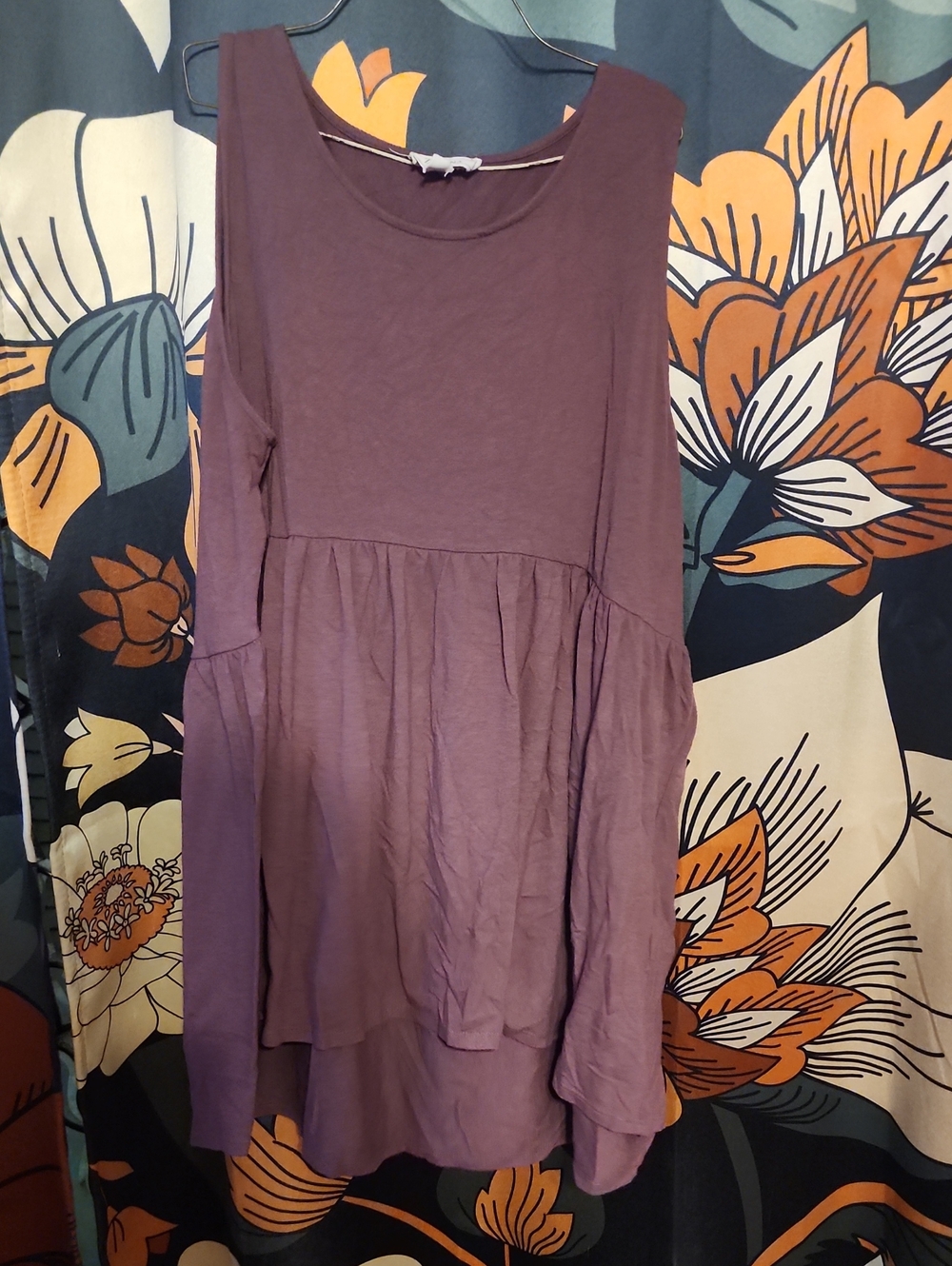 Zenana Outfitters Plum Long Sleeve Tiered Swing Dress